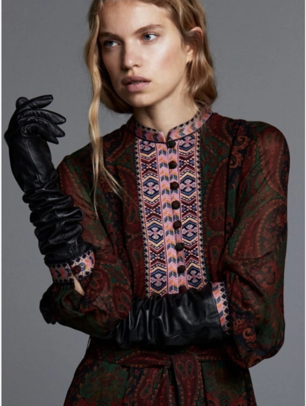 ZARA Jacquard Ribbon Flowy Mini Dress